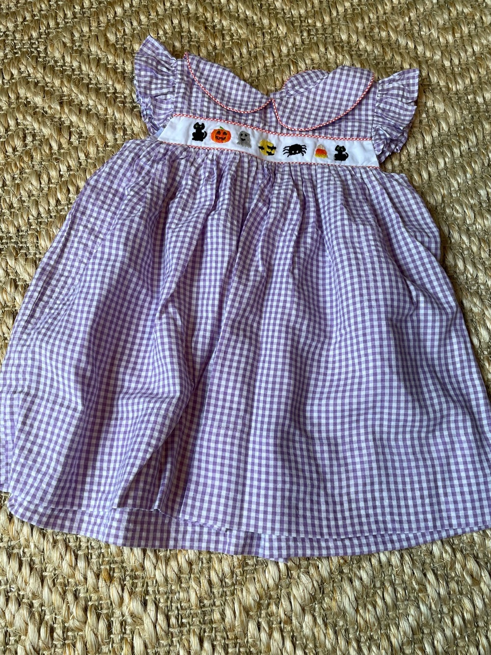 The Smocking Place purple white gingham Halloween dress 3T